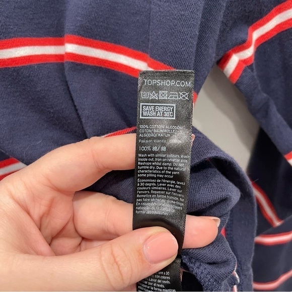 Topshop Stripe Long Sleeve Top Size 4 - Picture 5 of 7